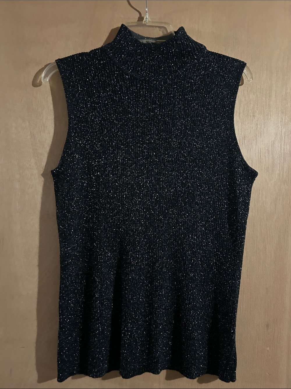 Dana Buchman Black Sleeveless Sparkle Mock Neck Top